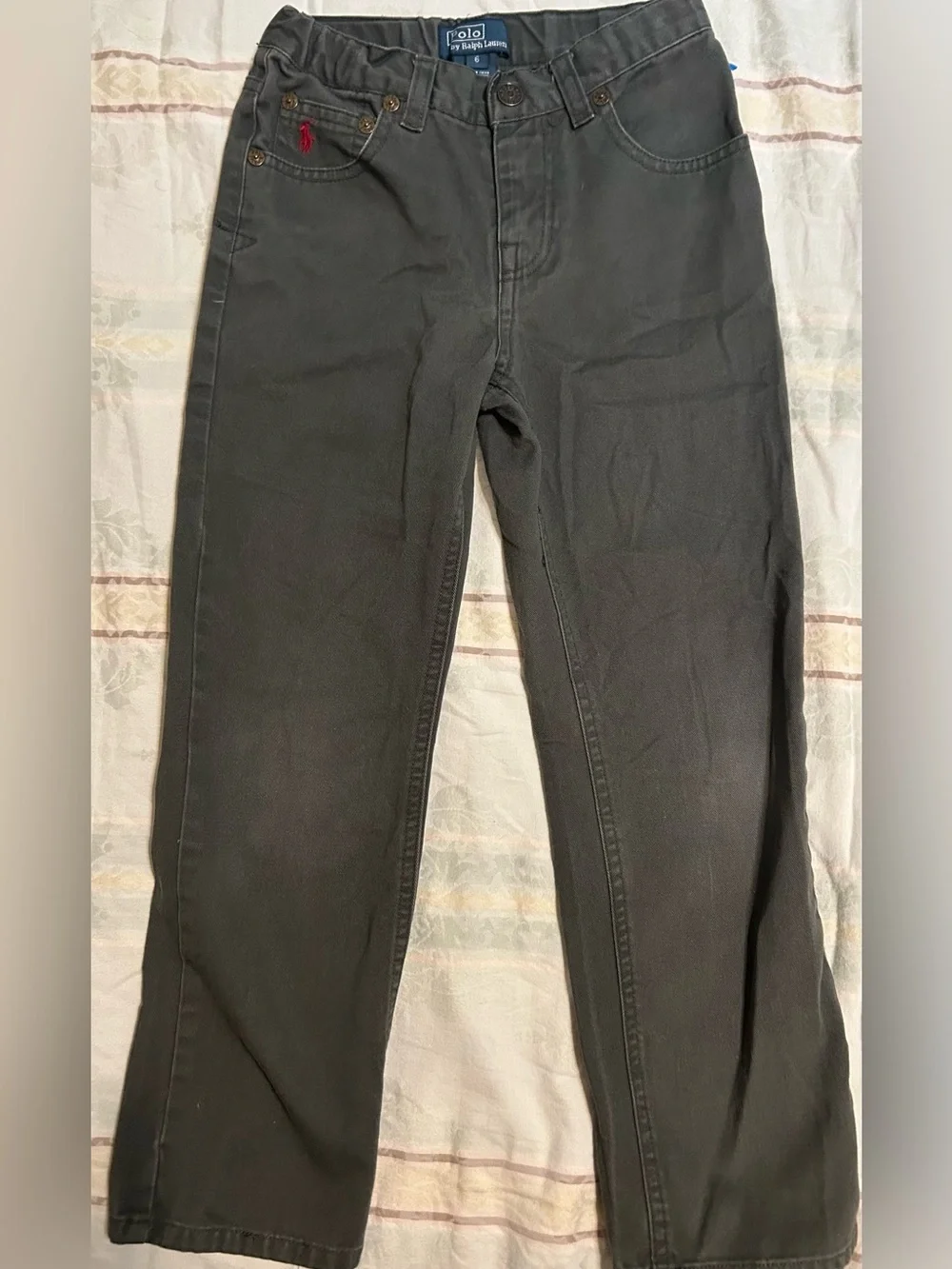 Polo Ralph Lauren Dark Green Boy’s Cotton Button-Front Jeans/Pants 6